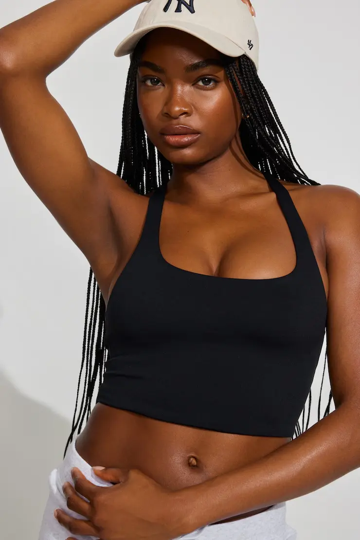 Active Cropped Racerback Tank Top