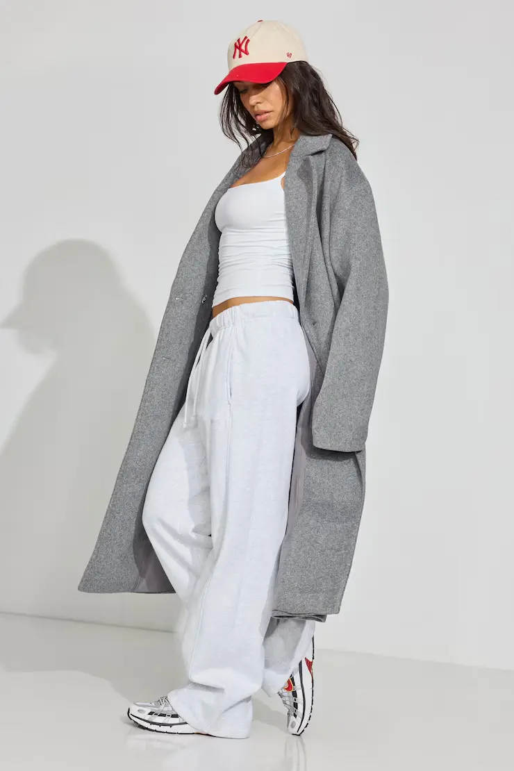 Oversized Long Felted Trench Coat